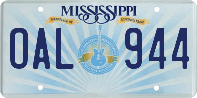 MS license plate OAL944