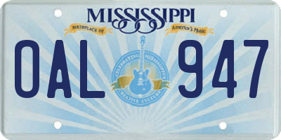 MS license plate OAL947