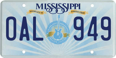 MS license plate OAL949
