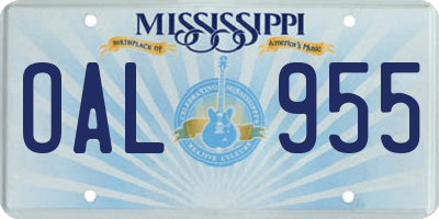 MS license plate OAL955