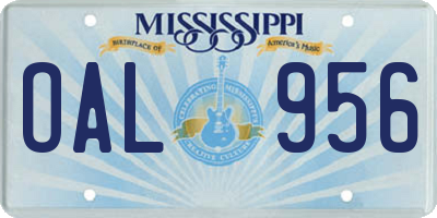 MS license plate OAL956
