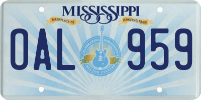 MS license plate OAL959