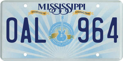 MS license plate OAL964