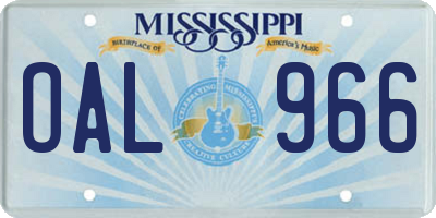 MS license plate OAL966