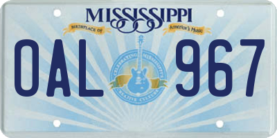 MS license plate OAL967