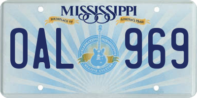 MS license plate OAL969