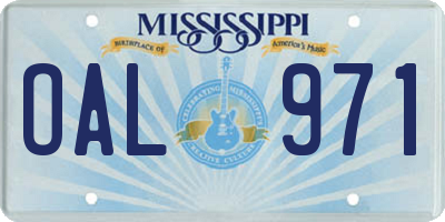 MS license plate OAL971