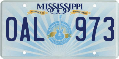 MS license plate OAL973