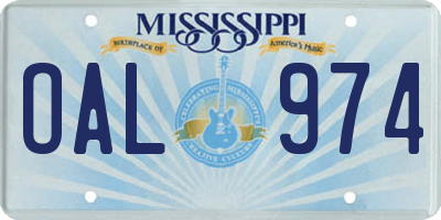 MS license plate OAL974