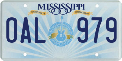 MS license plate OAL979