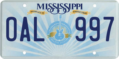 MS license plate OAL997