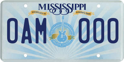 MS license plate OAM000