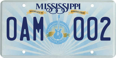 MS license plate OAM002