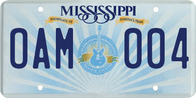 MS license plate OAM004