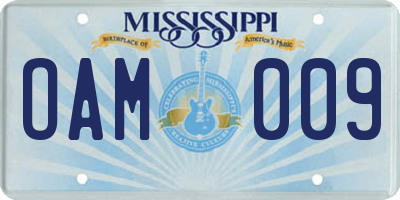 MS license plate OAM009