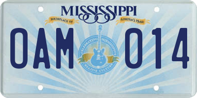 MS license plate OAM014