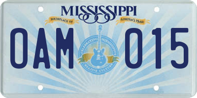 MS license plate OAM015