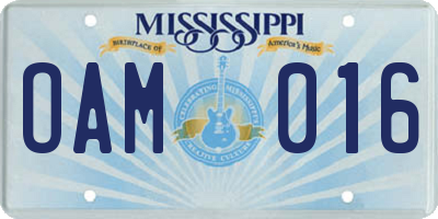 MS license plate OAM016