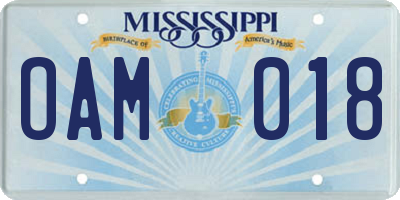 MS license plate OAM018