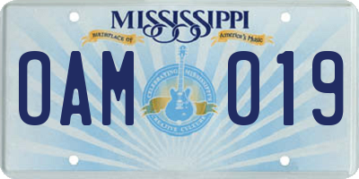 MS license plate OAM019
