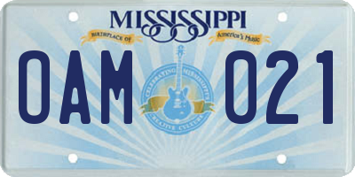 MS license plate OAM021