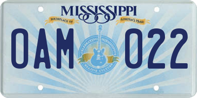 MS license plate OAM022