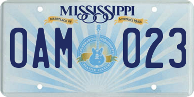 MS license plate OAM023