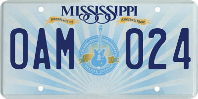 MS license plate OAM024