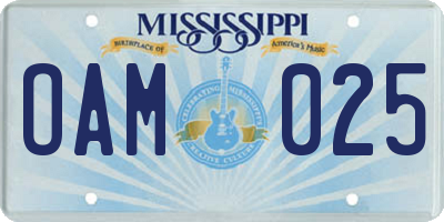 MS license plate OAM025
