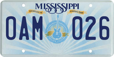 MS license plate OAM026
