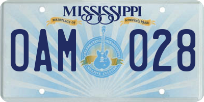 MS license plate OAM028