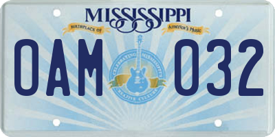 MS license plate OAM032