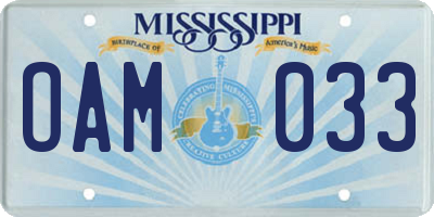 MS license plate OAM033