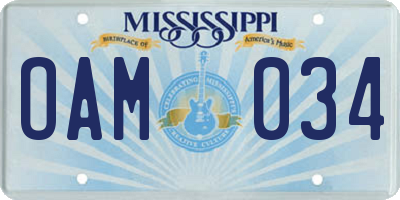 MS license plate OAM034