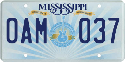 MS license plate OAM037