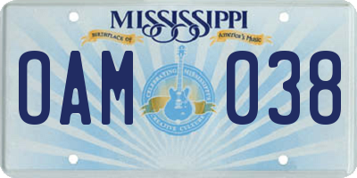 MS license plate OAM038