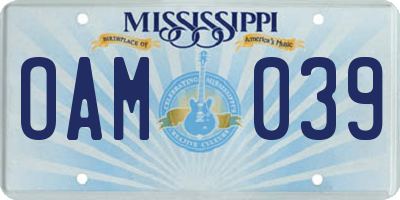 MS license plate OAM039