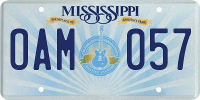 MS license plate OAM057