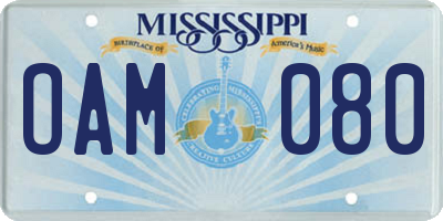 MS license plate OAM080