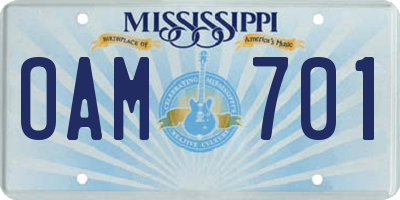 MS license plate OAM701