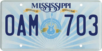 MS license plate OAM703