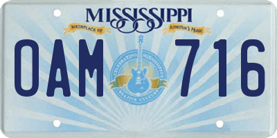 MS license plate OAM716