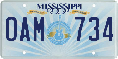 MS license plate OAM734