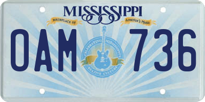 MS license plate OAM736