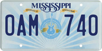 MS license plate OAM740