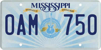 MS license plate OAM750