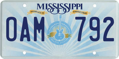 MS license plate OAM792