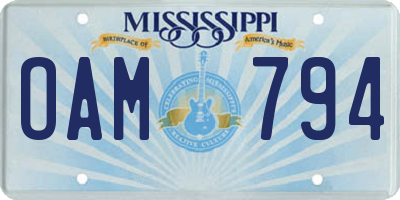 MS license plate OAM794
