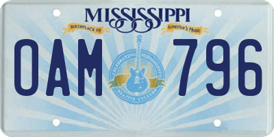MS license plate OAM796