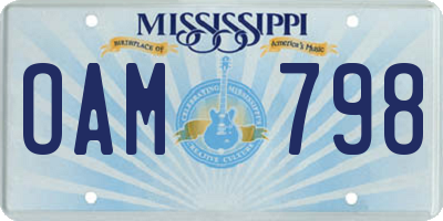MS license plate OAM798